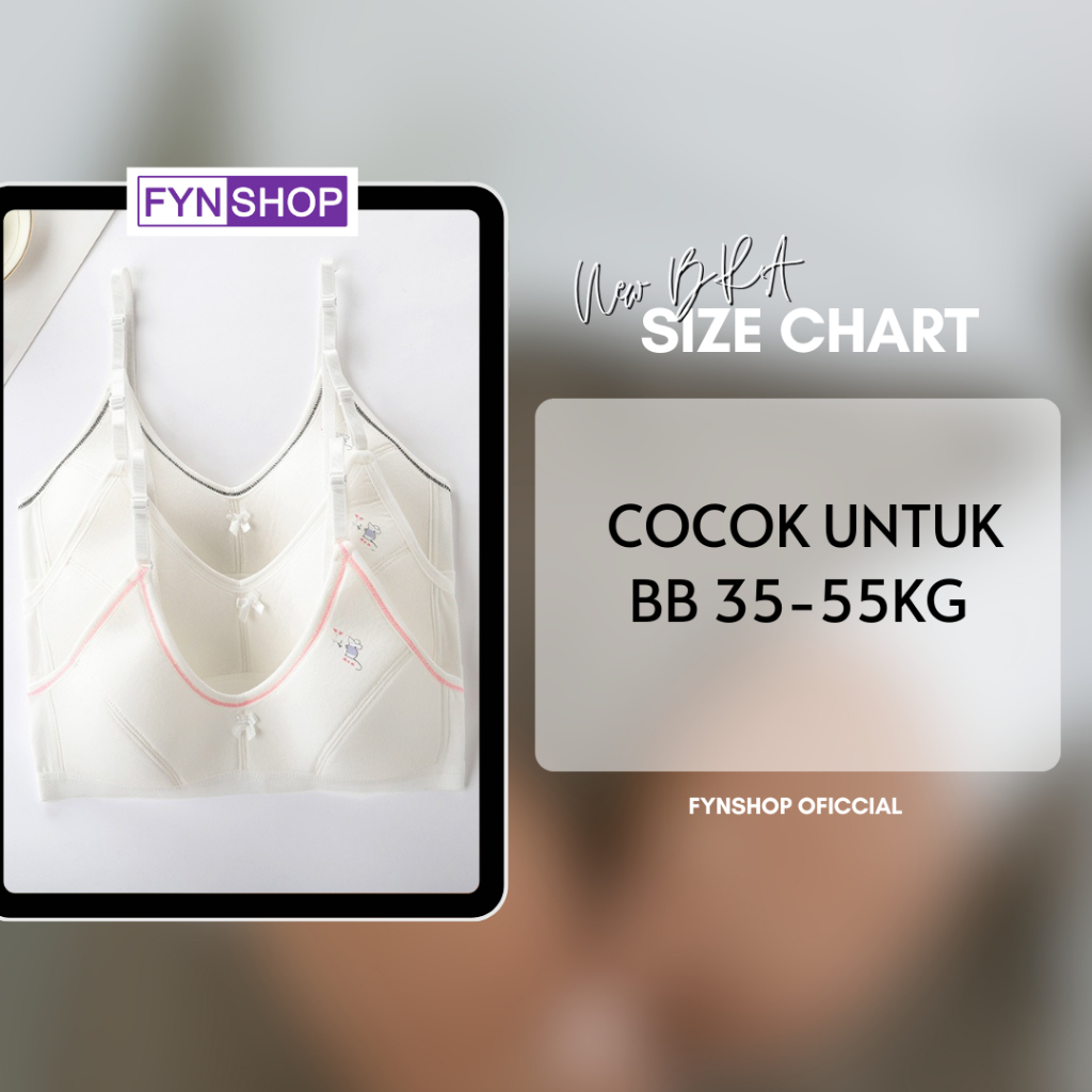 Fynshop ♛ UW120 Bra Remaja Dengan Pengait Tali Penyesuaian Pakaian Dalam Remaja Anak Perempuan