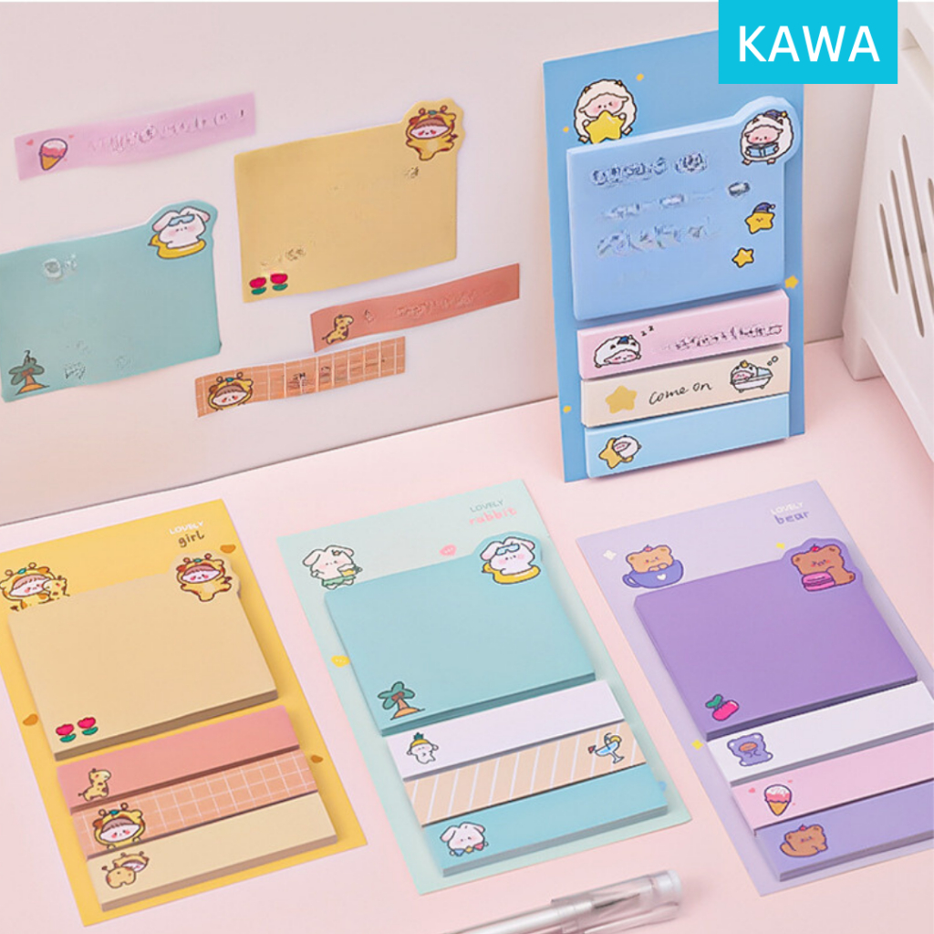 

KAWA Sticky Notes Set 4 Motif Berwarna Full Color Lucu Karakter Stick Note Penanda Kertas Tempel Aesthetic Estetik