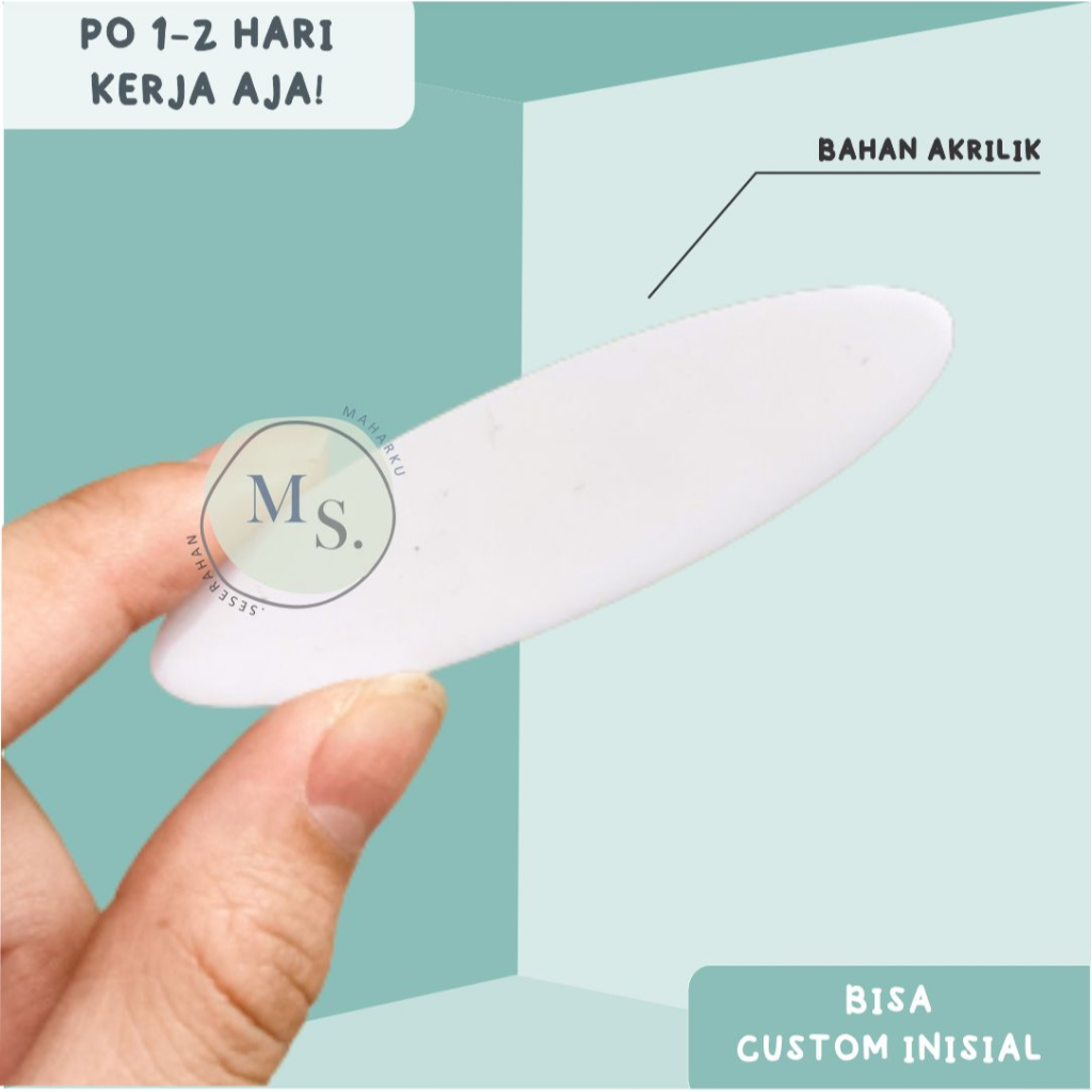 

READY Akrilik Oval 2x7mm Putih kapur tulang nametag nama dada pin, gantungan kunci acrylic oval bahan nametag name tag papan nama akrilik TERLARIS