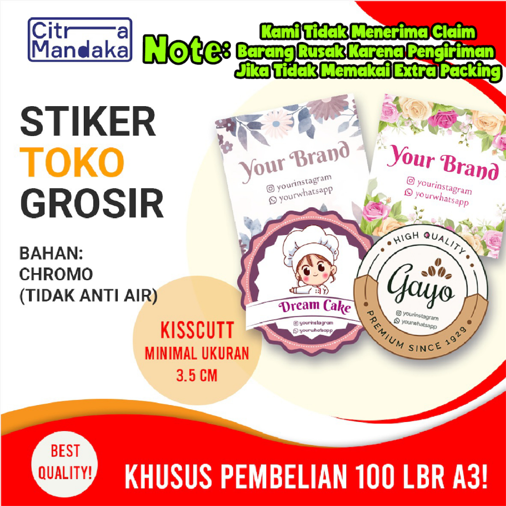 

Cetak Stiker Chromo Kromo Label Makanan Custom Grosir A3 Ukuran Besar Kisscut Snack Cemilan Online Shop | Sticker Label Makanan Free Design Kemasan Produk