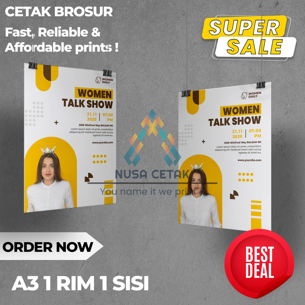 

Cetak Brosur/Flyer Murah A3 - 1 SISI (1 RIM/500lbr) Murah | PO 2 HARI