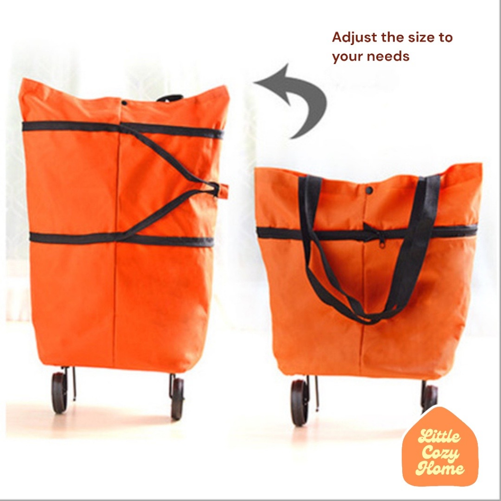 Foldable Shopping Trolley / Tas Troli Keranjang Belanja Lipat Roda Kantung Tote Bag Serbaguna Belanjaan Supermarket Trolly Troly Pasar Tas Koper Expandable