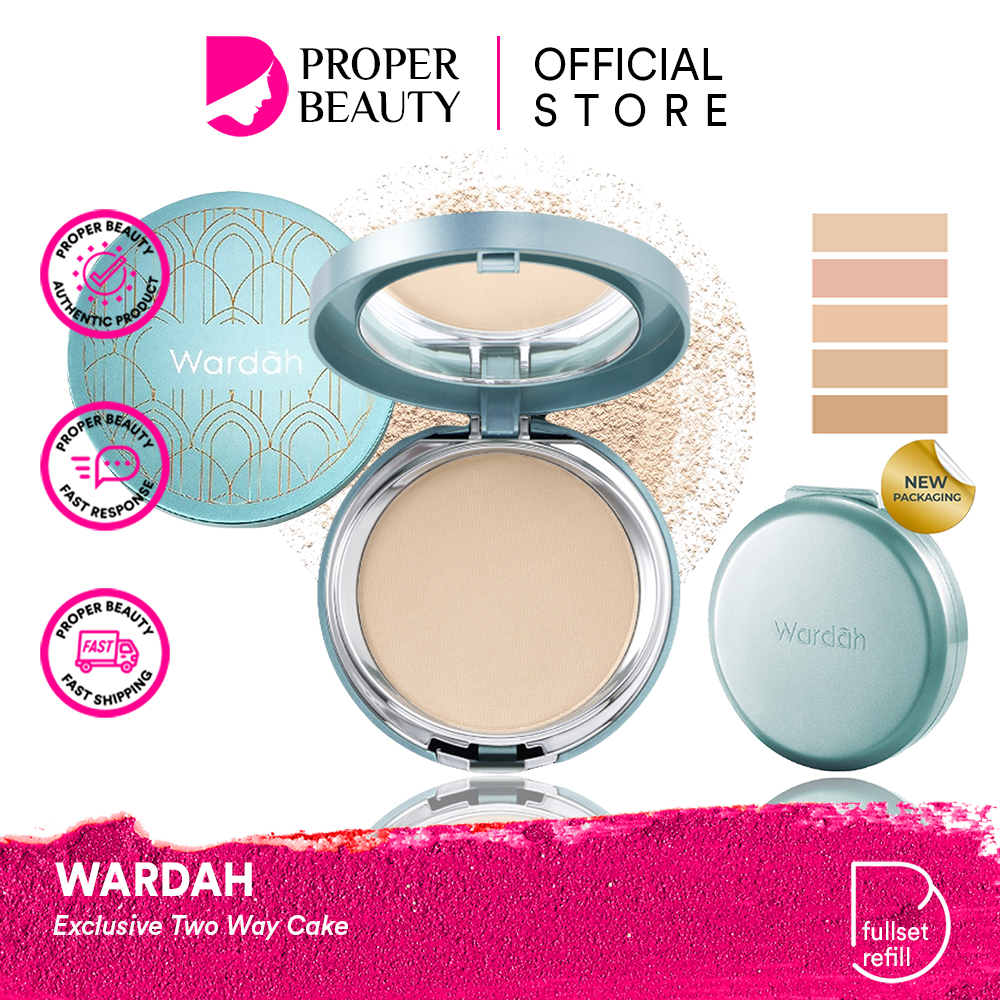 WARDAH Exclusive Two Way Cake Indonesia / Bedak Padat Wajah 12g / High Coverage For Flawless Look Su