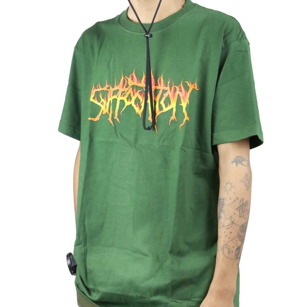 ORIGINAL TSHIRT SUFFOCATION - FIRE LOGO GREEN