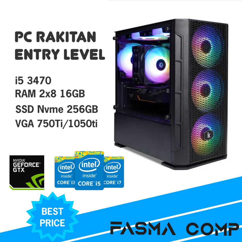 KOMPUTER PC RAKITAN/GAMING/STREAMING/EDITING | I5 3470 | RAM 16GB | GTX 1050 TI | GTX 750 TI