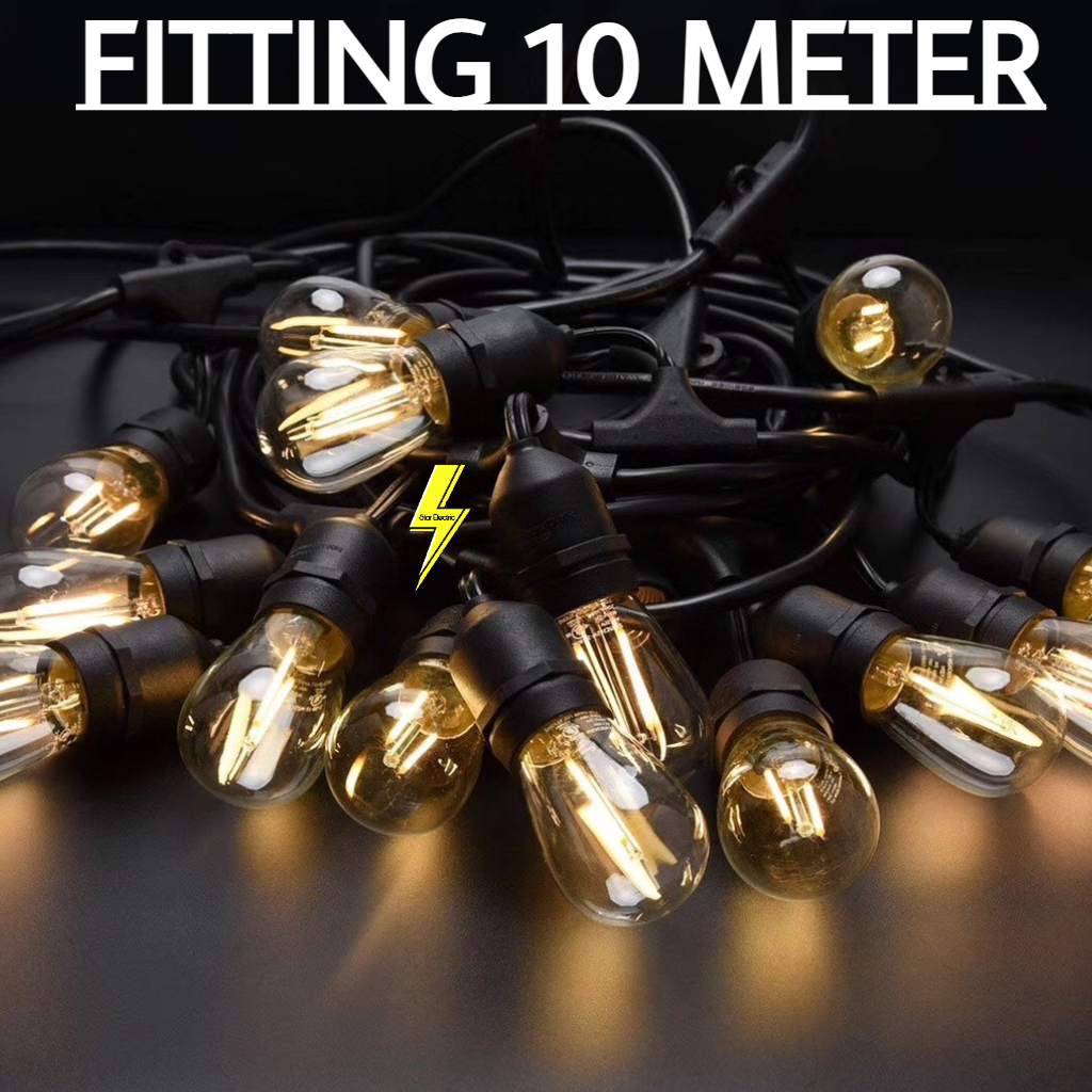 Fitting Lampu Gantung Outdoor 10 Meter 10 Fitting/ LAMPU GANTUNG Dekorasi/Kabel Fitting Outdoor/Lamp