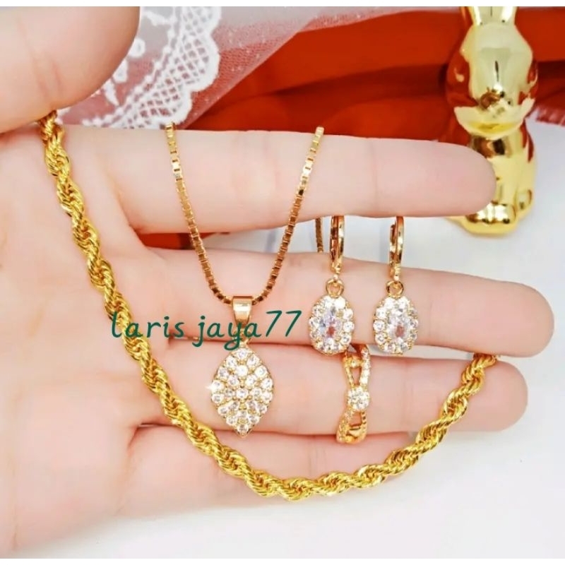 gold mewah perhiasan terbaru 1set perhiasan berlapis Emas24k