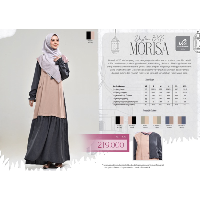 dresslim exo morisa - gamis rabbani murah - gamis rabbani diskon - gamis busui - rabbani dresslim ex