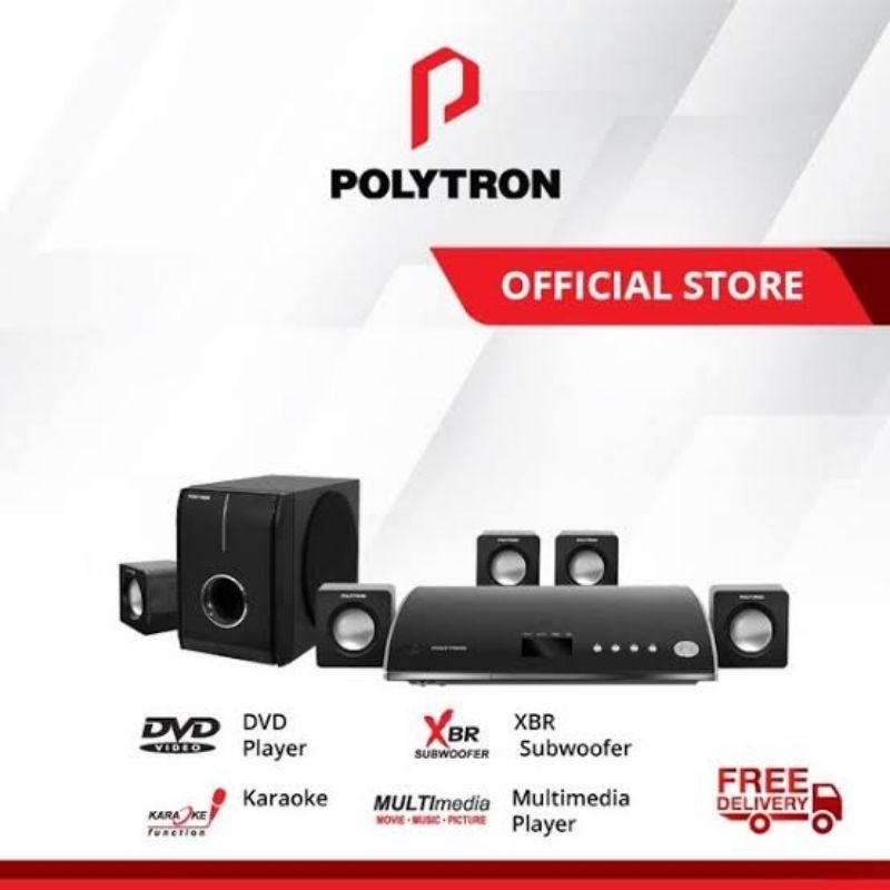 POLYTRON HOME THEATER PHT 138 PHT138 BAGUS SPEAKER SUBWOOFER DVD USB MP3 MP4 PLAYER CD RIPPING REMOT