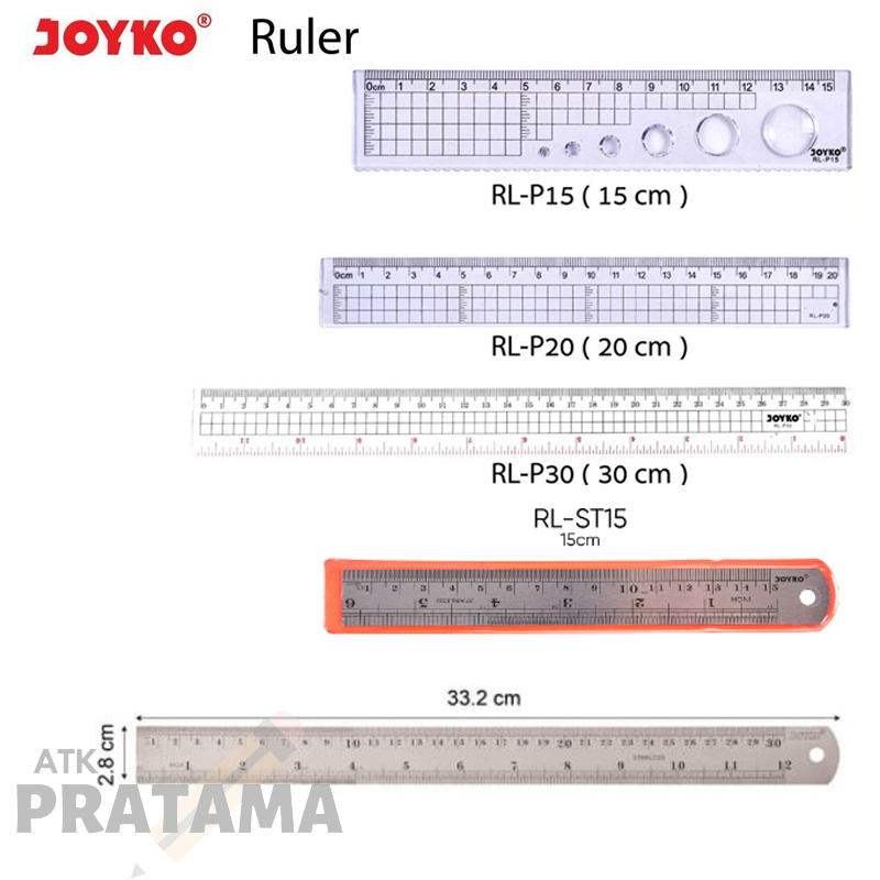 

SALE HABISIN STOCK!! JOYKO RULER Penggaris Plastik - Besi 15CM | 20CM | 30CM