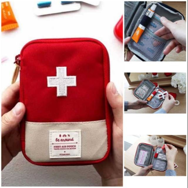 Mini Portable Kotak P3K Pouch Portabel Mudah dibawa, P3K Pouch, Wadah Obat, Tempat P3K, Kotak P3K