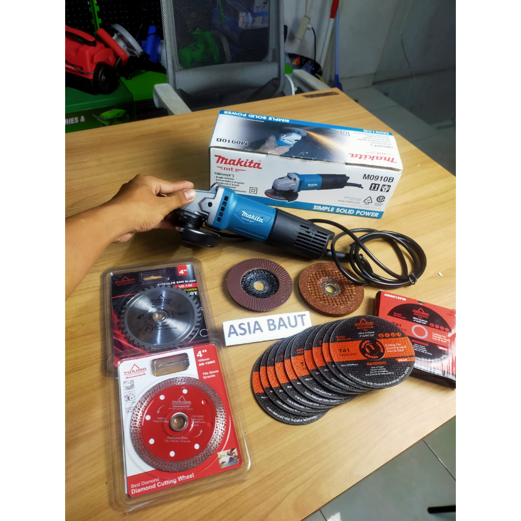 PROMO  MAKITA MESIN GURINDA + FULL MATA KERAMIK MAKITA POLES DAN POTONG BESI MESIN GURINDA GERINDA L