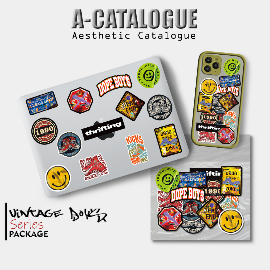 

Sticker Aesthetic Catalogue Waterprooft Compilation Hypebeast Vintage Sign Culture Icon Logo || VINTAGE BOYS