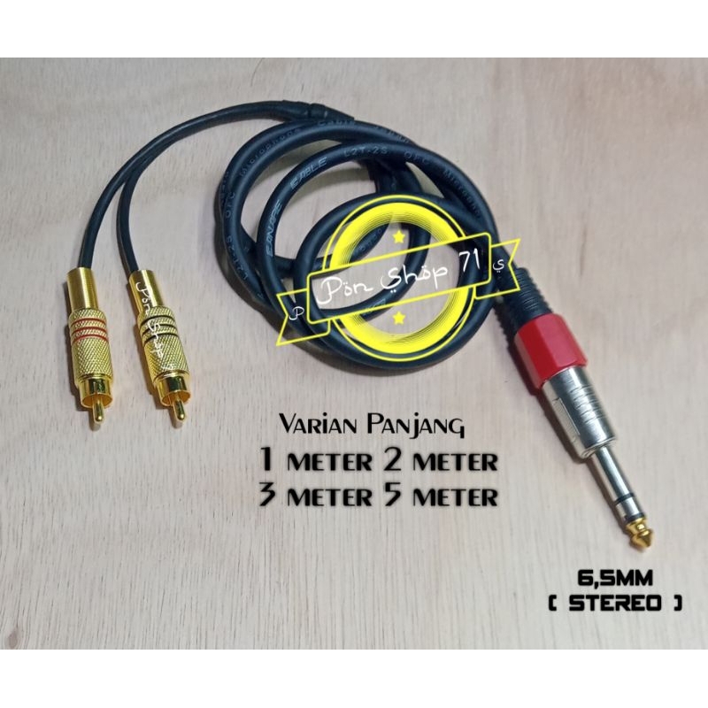 Kabel Jack Akai Stereo 6.5 To Dual RCA Gold 1m/2m/3m - Canare - 1 Meter