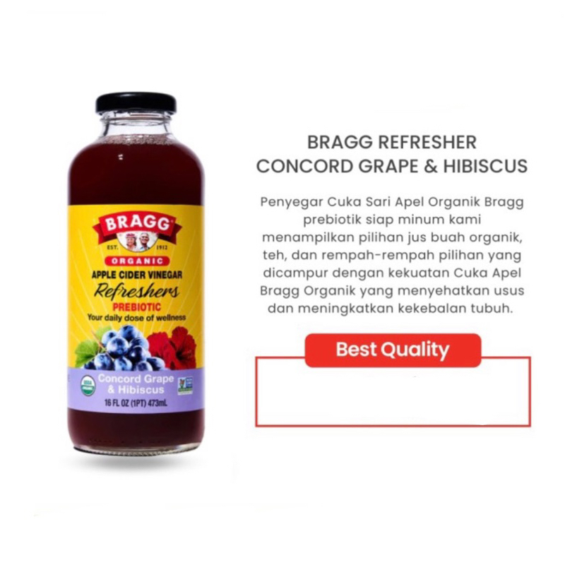 

Bragg Organic ACV Refreshers CONCORD GRAPE & HIBISCUS 473ml
