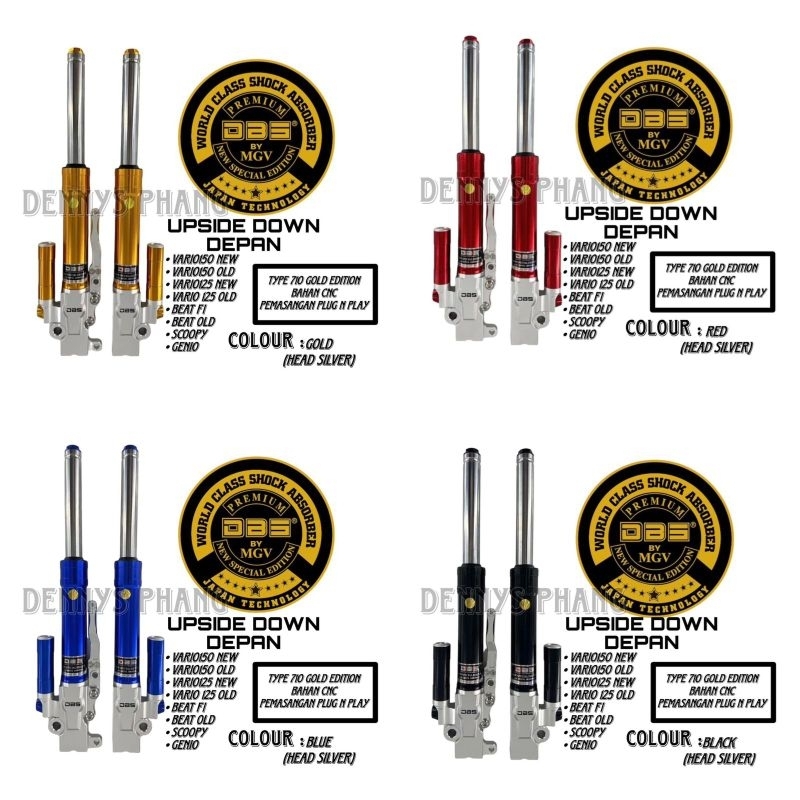 SHOCK DEPAN UPSIDE DOWN ORIGINAL DBS TIPE 710 GOLD EDITION FULL WARNA CNC PNP( PLAY N PLUG ) HONDA M