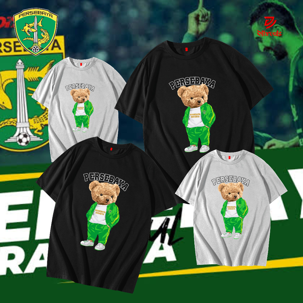 T - SHIRT Kaos Distro persebaya DTHREATS - T SHIRT aos Persebaya "Bear Persebaya" - Kaos Supporter P