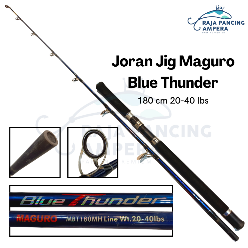 Joran Jigging Karbon Maguro Blue Thunder untuk kedalaman laut dasaran action kaku Butt Joint Sambung