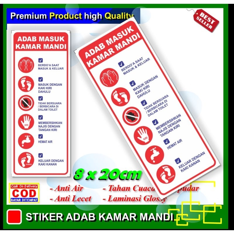 Stiker adab masuk kamar mandi sticker adab dikamar mandi toilet umum ketertiban keamanan kebersihan 