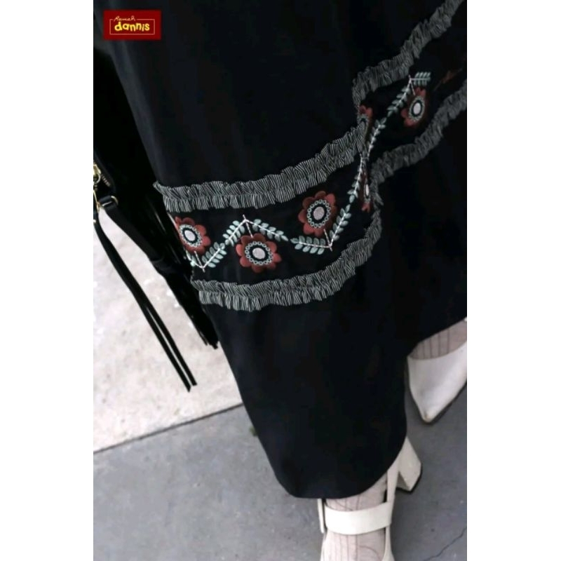 Gamis Dannis Muslim Perempuan Dewasa Hitam