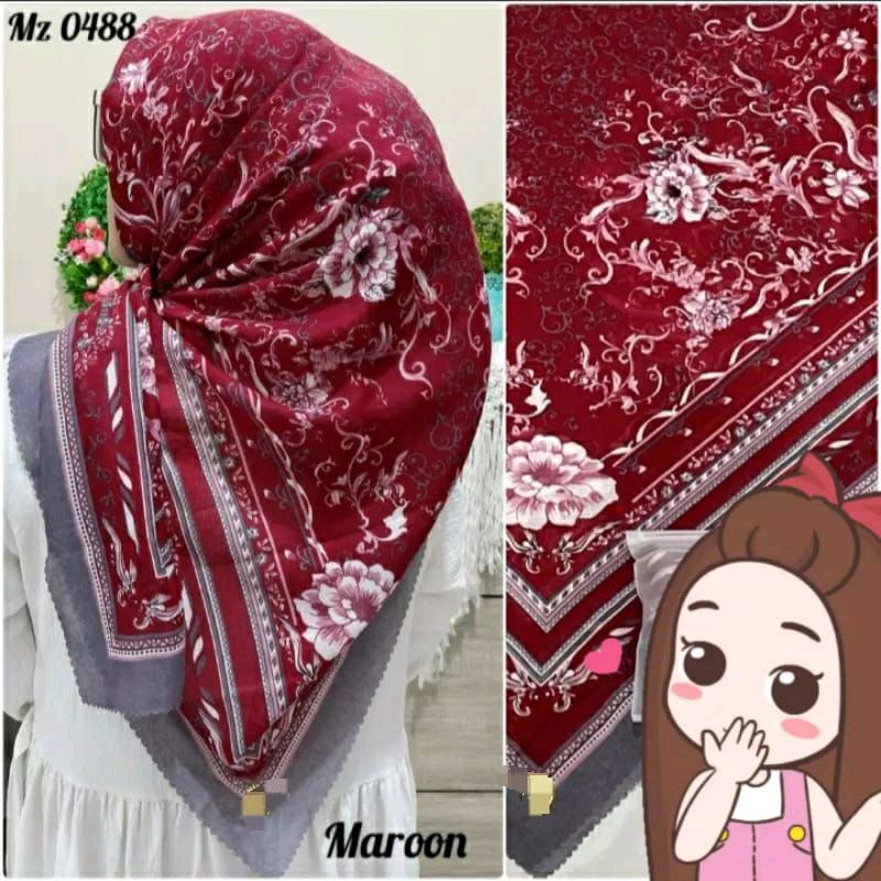 jilbab voal motif premium~maroon