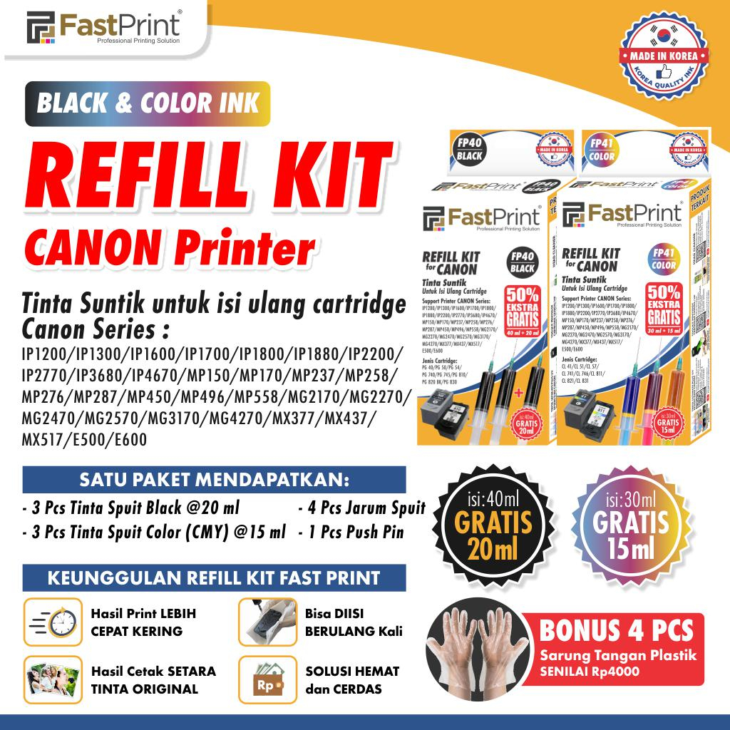 Fast Print Refill Kit Tinta Canon Color Cartridge FP41