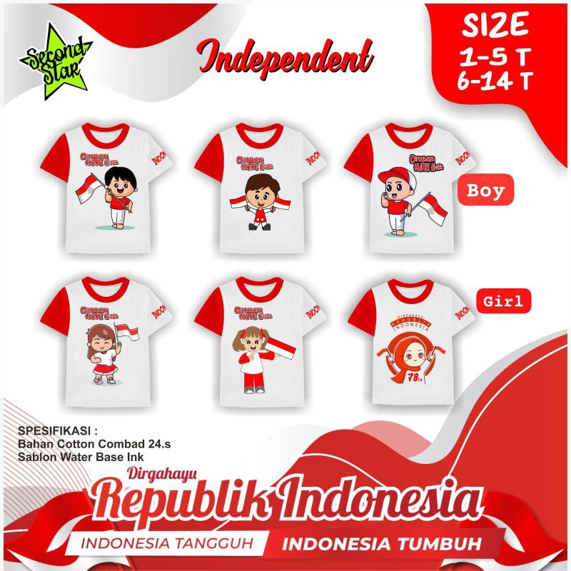 KAOS KEMERDEKAAN ANAK SIZE JUNIOR BY SECOND STAR