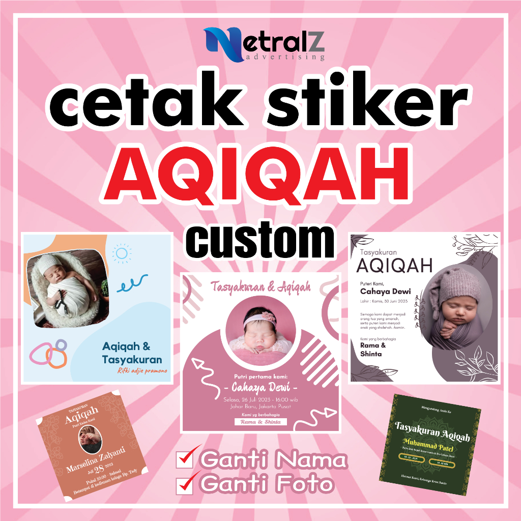 

CETAK SRIKER AQIQAH/CETAK STIKER SYUKURAN AQIQAH/STICKER AQIQAH/STICKER KELAHIRAN ANAK