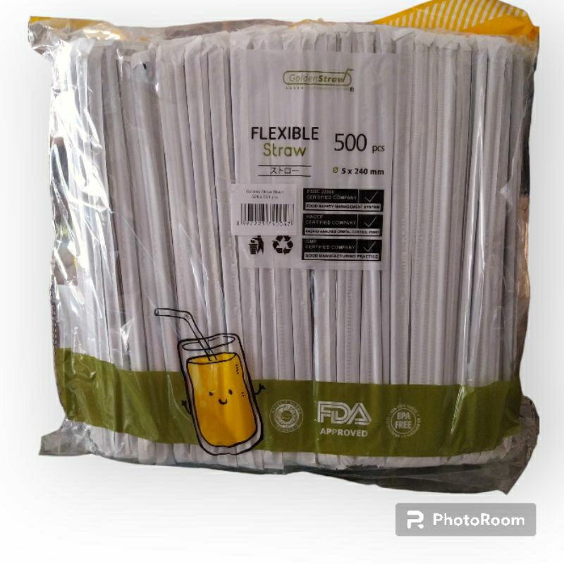 Sedotan plastik steril tekuk warna hitam isi 500pcs
