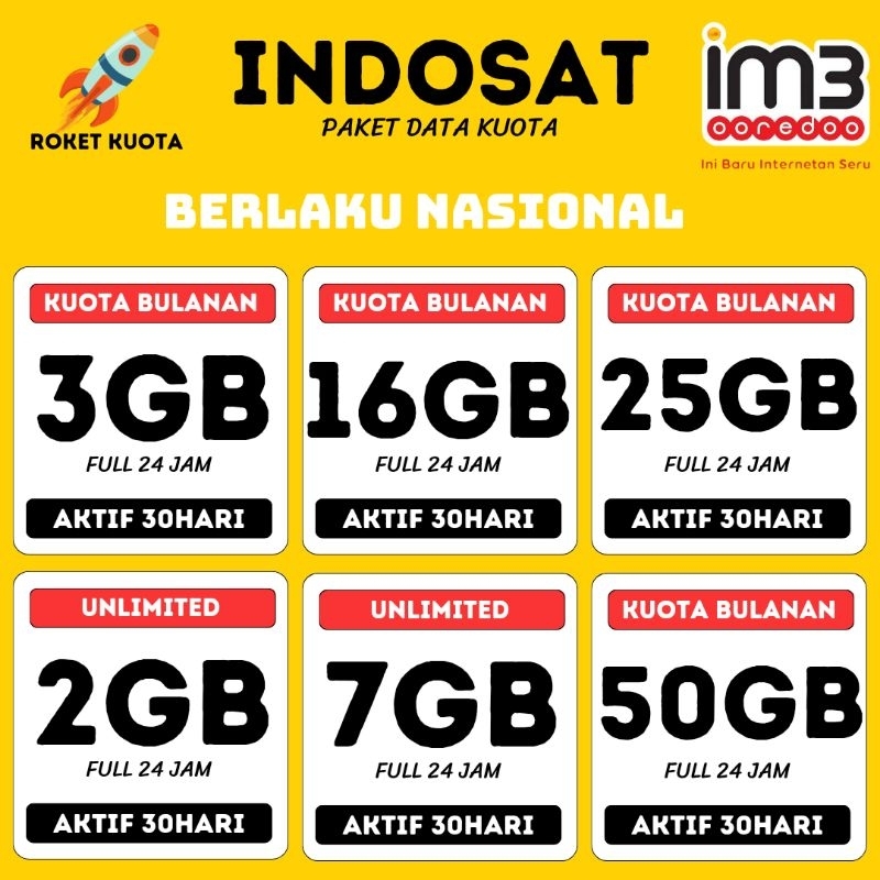 PAKET DATA INDOSAT UNLIMITED INJECT ISI ULANG KUOTA IM3 FREEDOM UNLIMITED