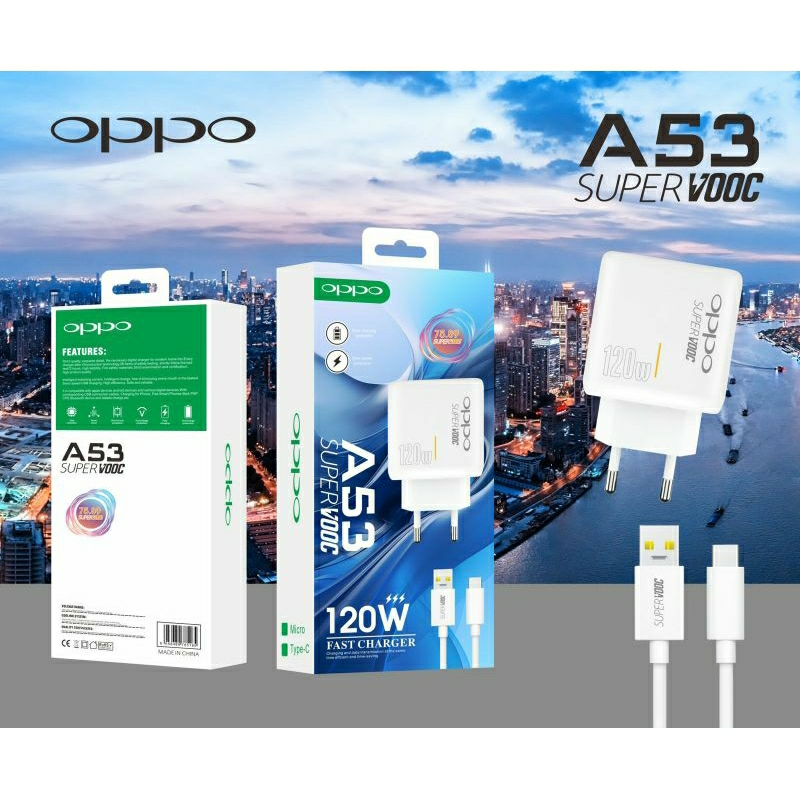 Charger Ori 100% oppo  A53 120W Support FastCharging super Vooc kompatible semua hp smartphone andro