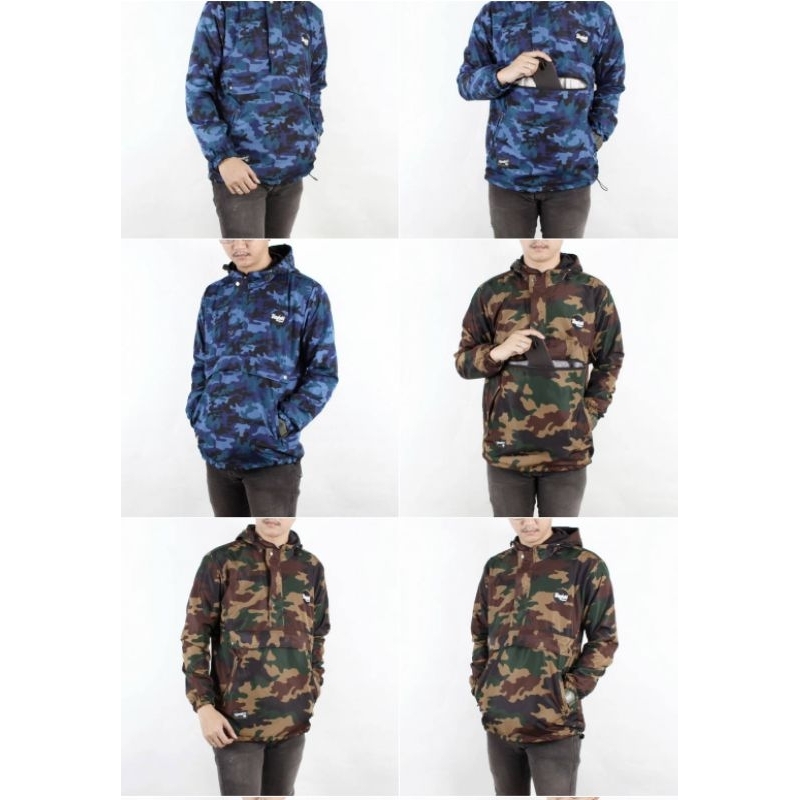 Jaket Cagoule Kantong Doraemon Jaket Cagoule Camo TNI Jaket Hoodie Taslan Anti air