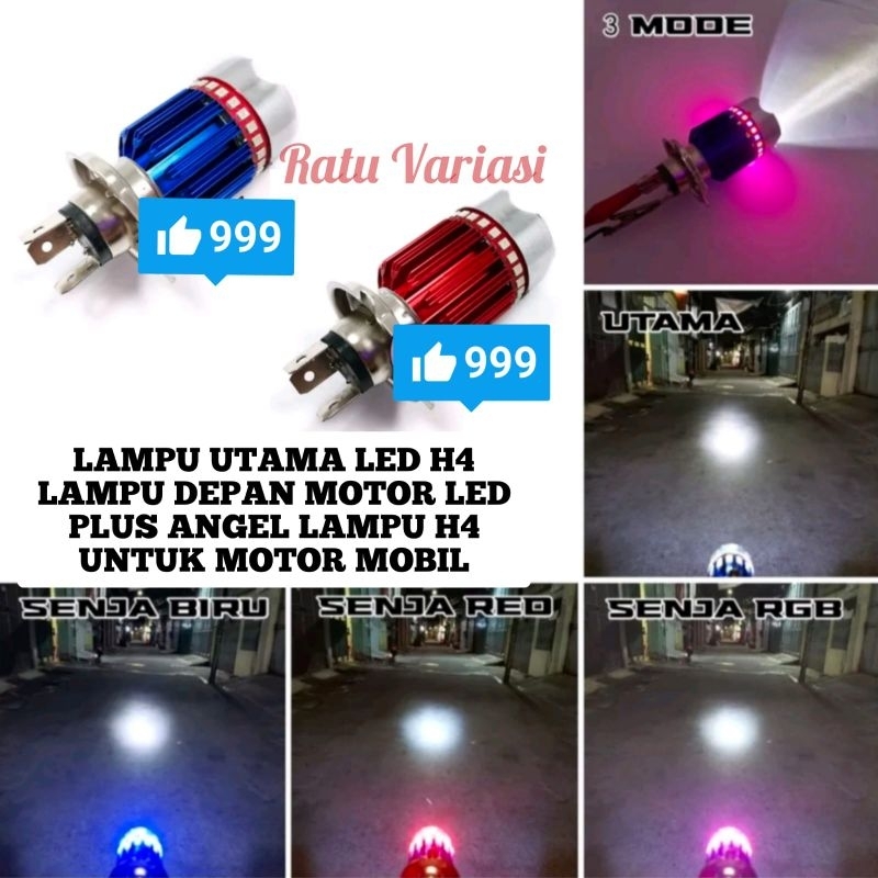 Lampu Utama Led H4 Lampu Depan Motor LED Plus Angel Lampu H4 Untuk Motor Mobil