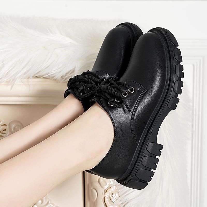OFFICIAL JURAGAN FASHION NO1-Sepatu Boots Kerja Wanita Hitam Putih Imprt JF 002