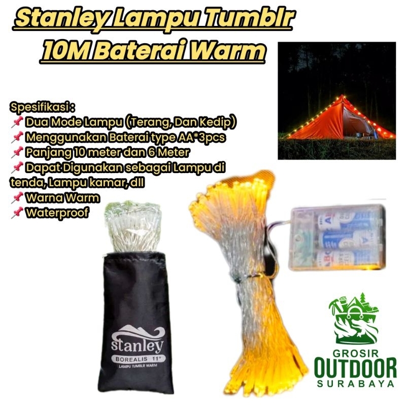 Lampu Tumblr 10 meter Pouch Baterai Warm White Original
