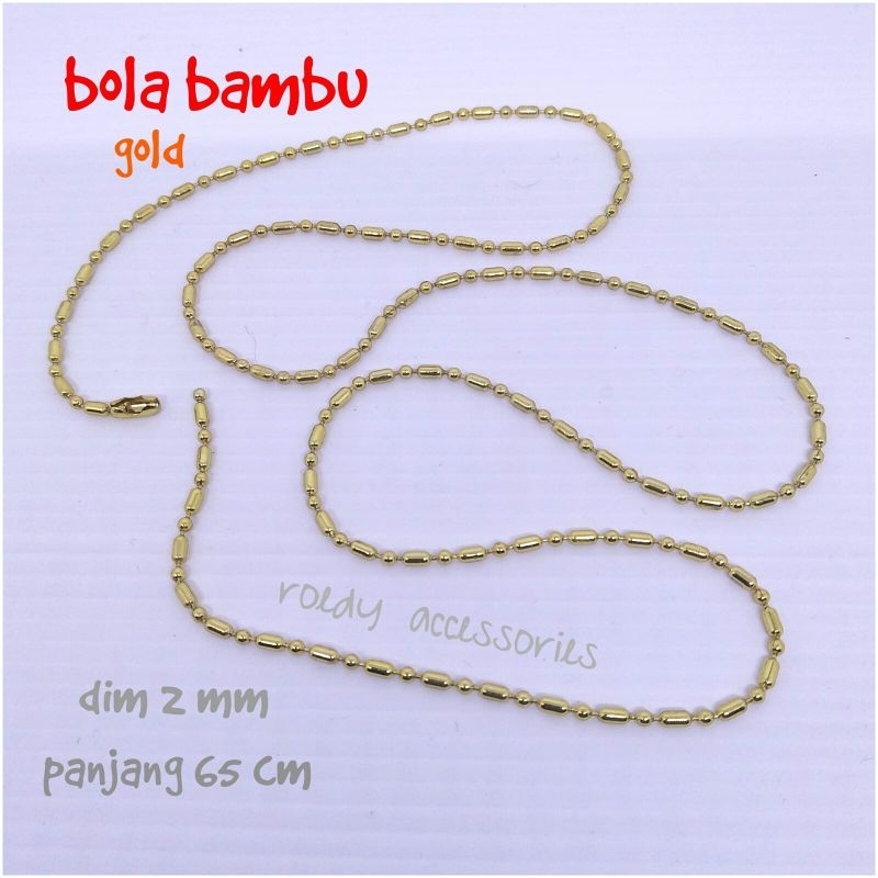 kalung bola bambu gold titanium stainless stell