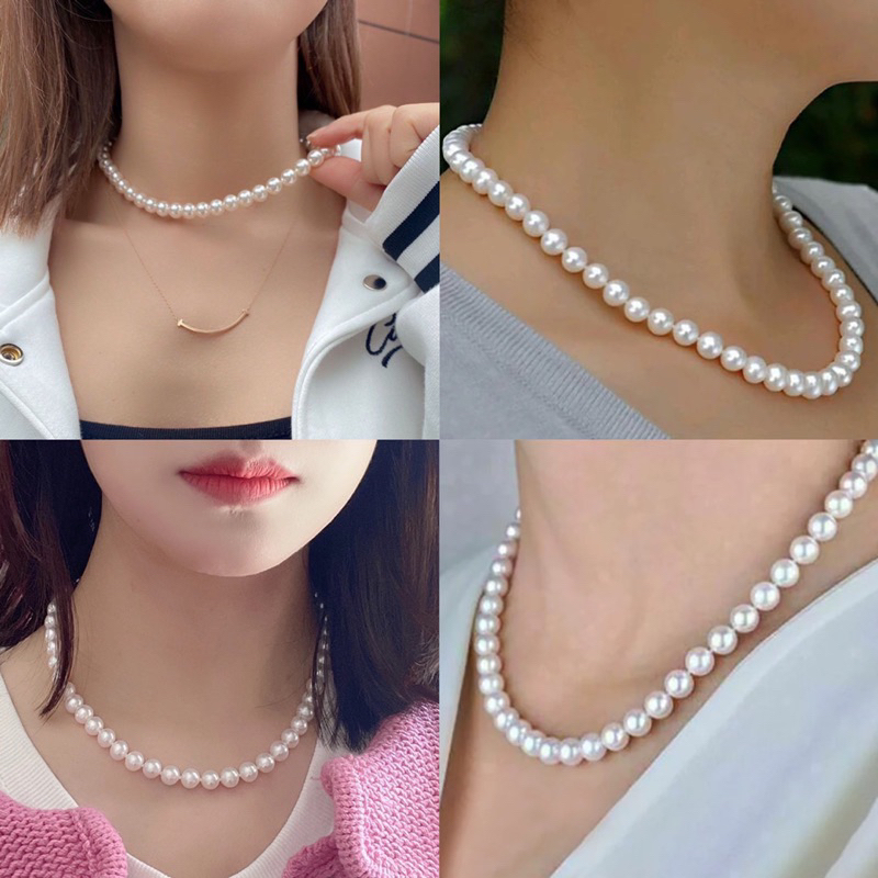 kalung chooker pria wanita mutiara/necklace/kalung chooker pria wanita mutiara 8mm