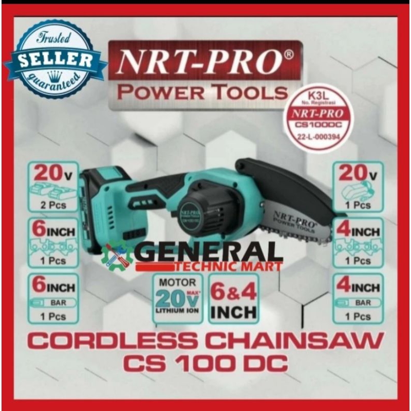 Cordless chainsaw baterai NRT-PRO CS100 mini chainsaw 20V 6"