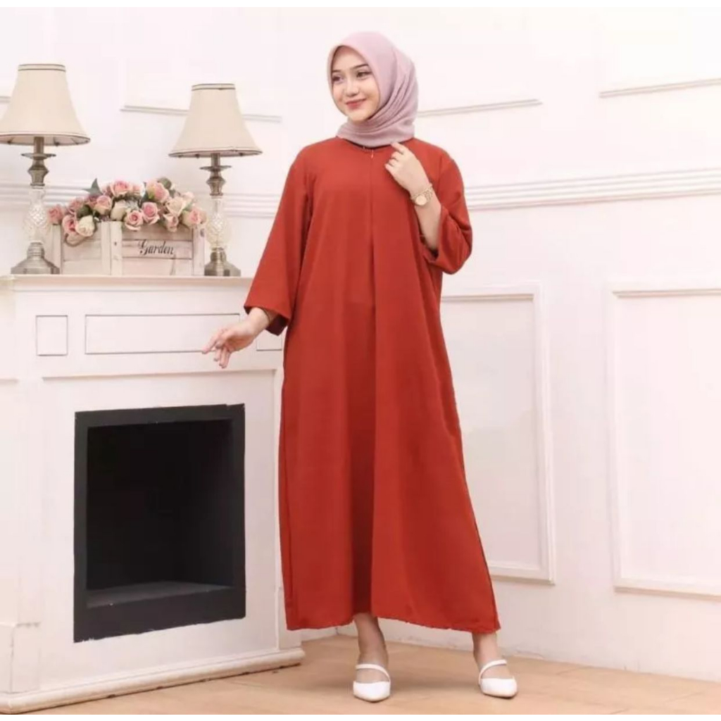 Errina Midi Dress Fashion Muslim Terbaru Bahan Crinkle Airflow Baju Gamis Wanita Size Jumbo Model Super Elegan Modern