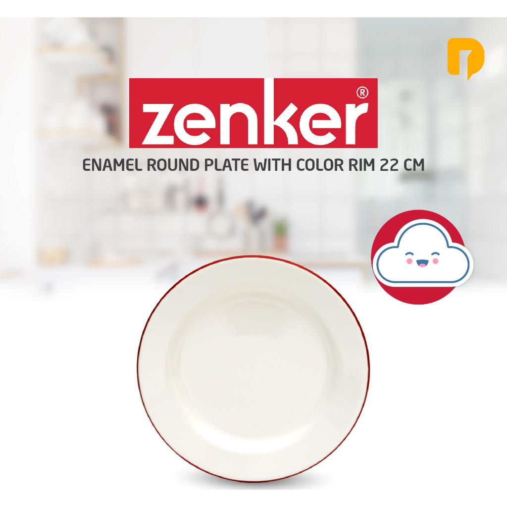 Enamel Round Plate With Color RIM 22 cm