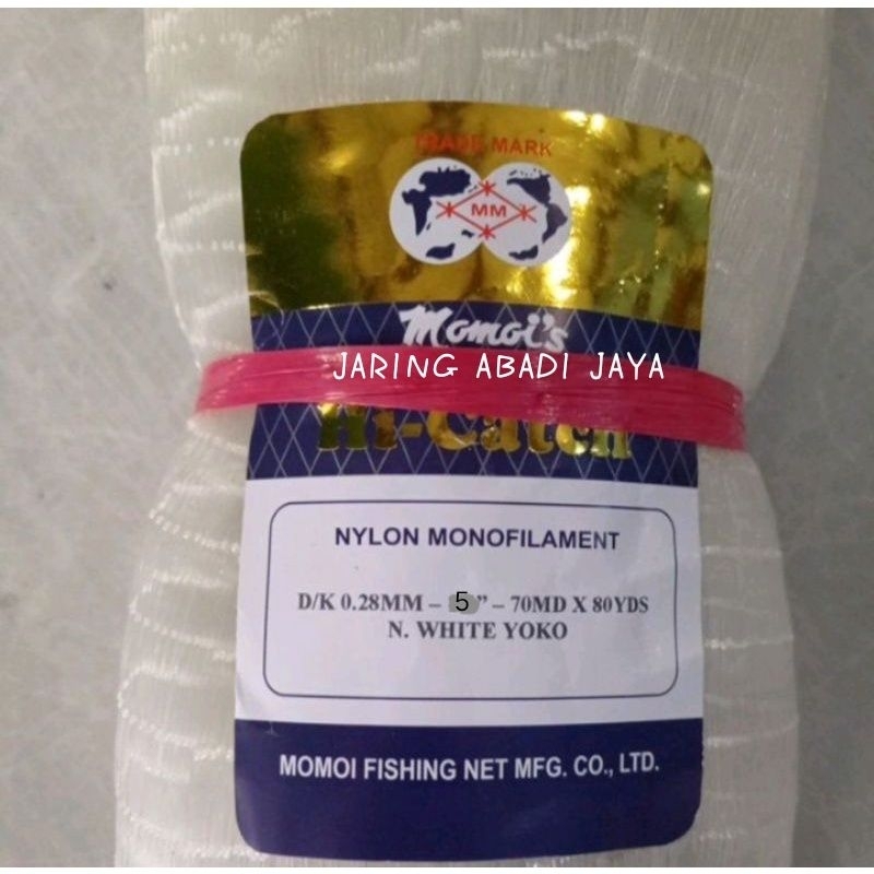 JARING IKAN MOMOI 5 INCHI 0.28 70MD/80YDS YOKO JARING IKAN BAWAL JARING IKAN NELAYAN