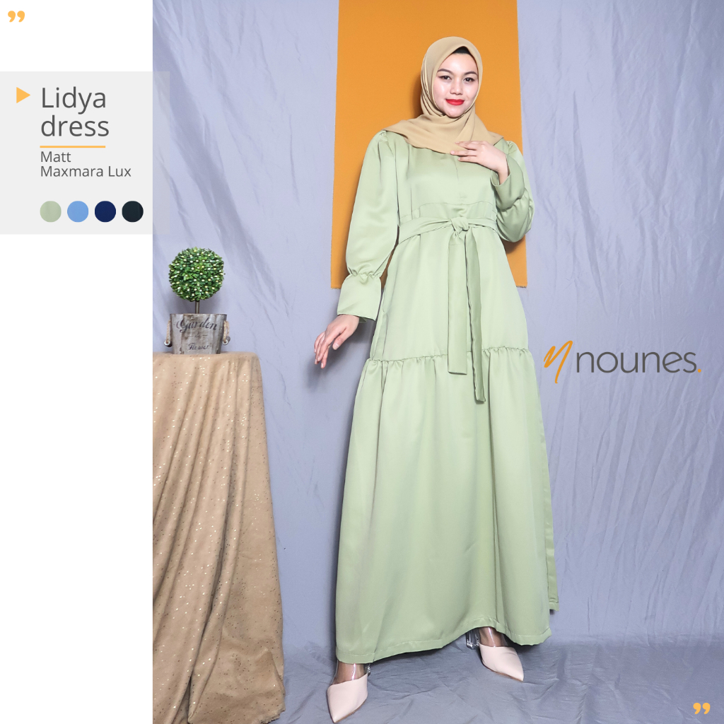 Nounes Lidya Plain Dress Gamis Polos Wanita matt Maxmara Lux