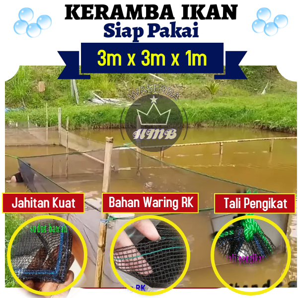 Keramba Ikan Hapa Jaring Ikan Kecil Ukuran 3m x 3m x 1m