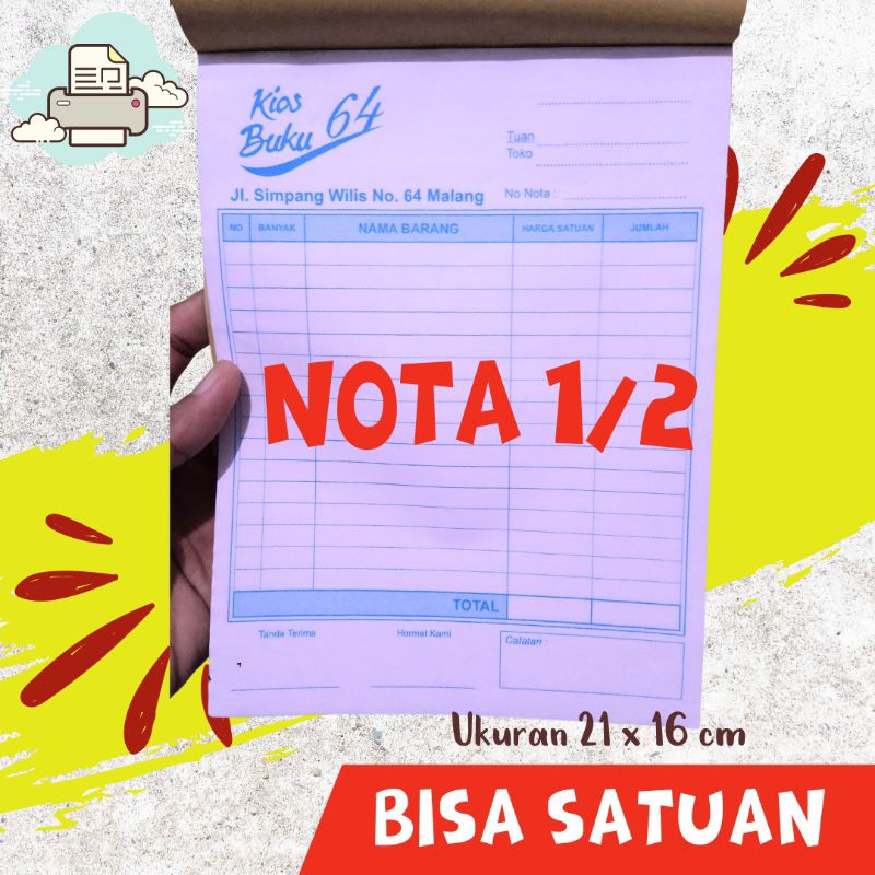 

Cetak Nota 1/2 Folio CUSTOM Satuan