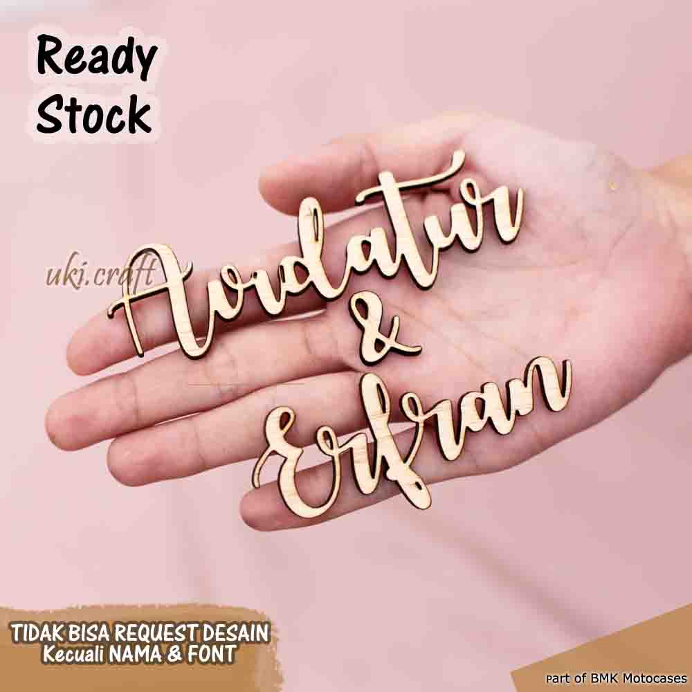 Nama Kayu Custom Dekorasi Mahar Laser Cutting | Ukiran Nama Scarbook /Box/Mahar | Chipboard Nama MDF