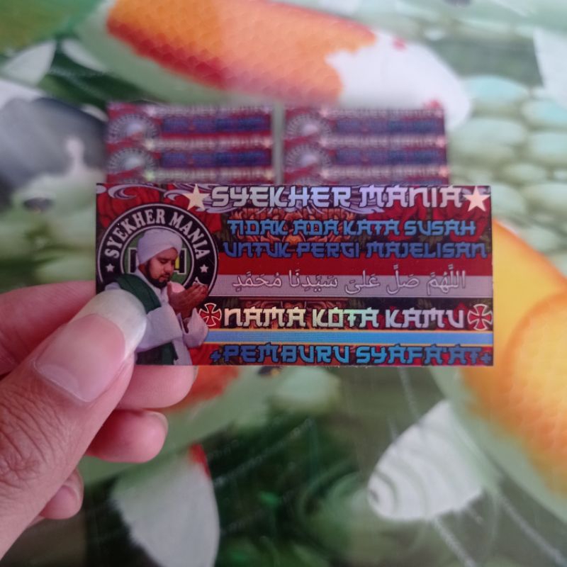 

(Minimal Order 10 pcs) Stiker Syekhermania Background Abstrak Vynil/Hologram, bisa request kata-kata dan nama kota
