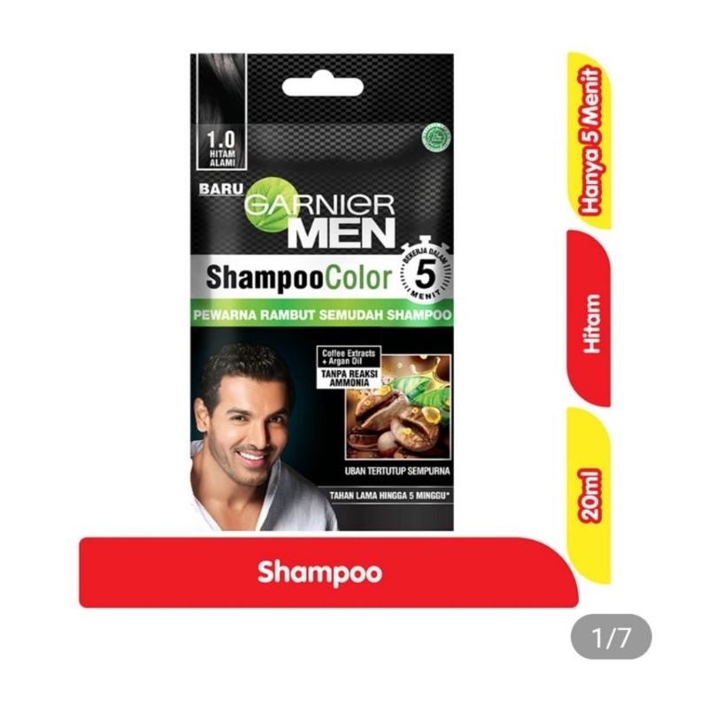 Garnier Men Shampoo color Black/ hitam alami 1.0