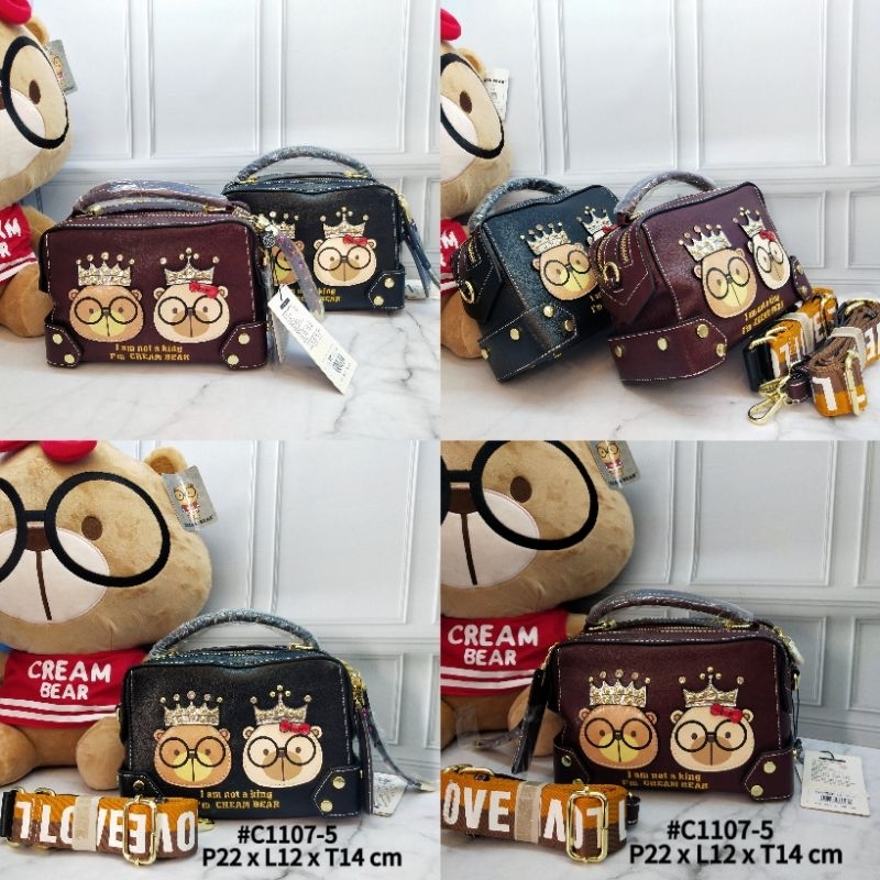 C11075 Tas Sling Bag Cream Bear Terbaru / Tas Selempang wanita