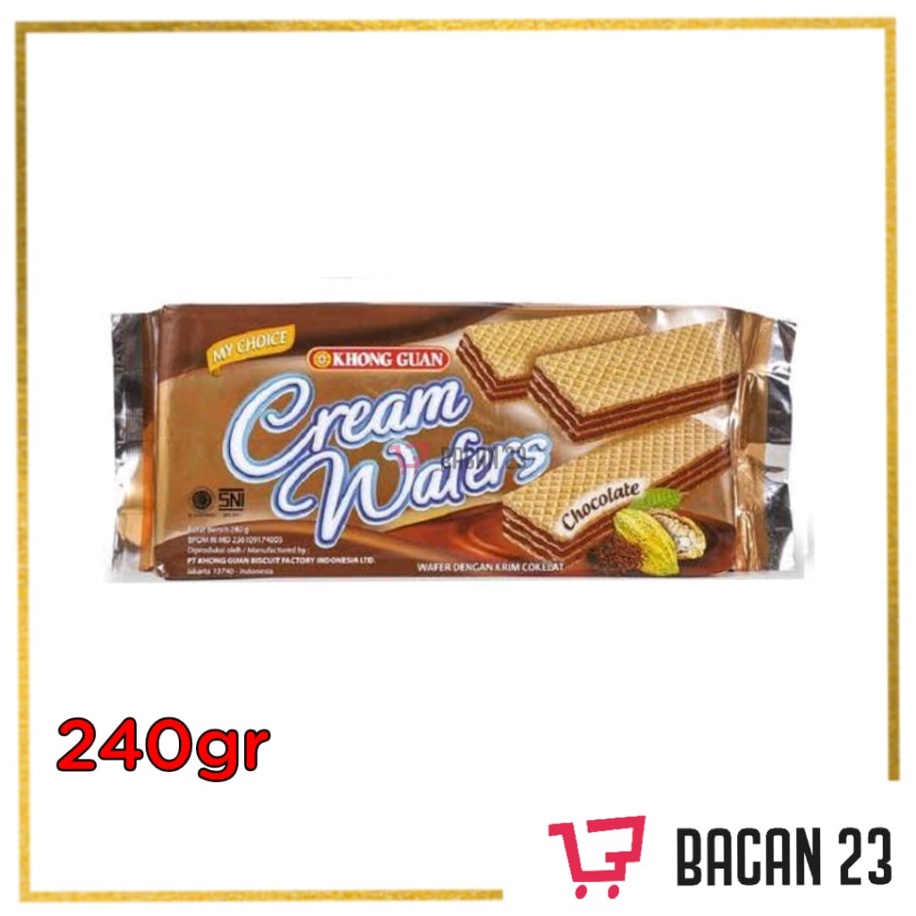 

Khong Guan Cream Wafer Chocolate (240 gr) / Wafer lapis Coklat / Bacan 23