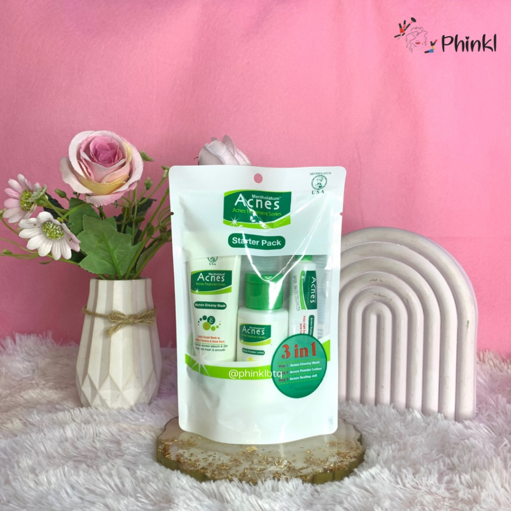 `ღ´ PHINKL `ღ´ a̳c̳n̳e̳s̳ Acnes Starter 3 In 1 Pack trial kit untuk jerawat totol flek berjerawat gr